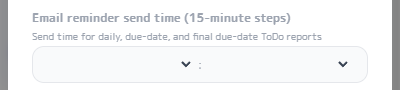 Daily ToDo Report settings screen